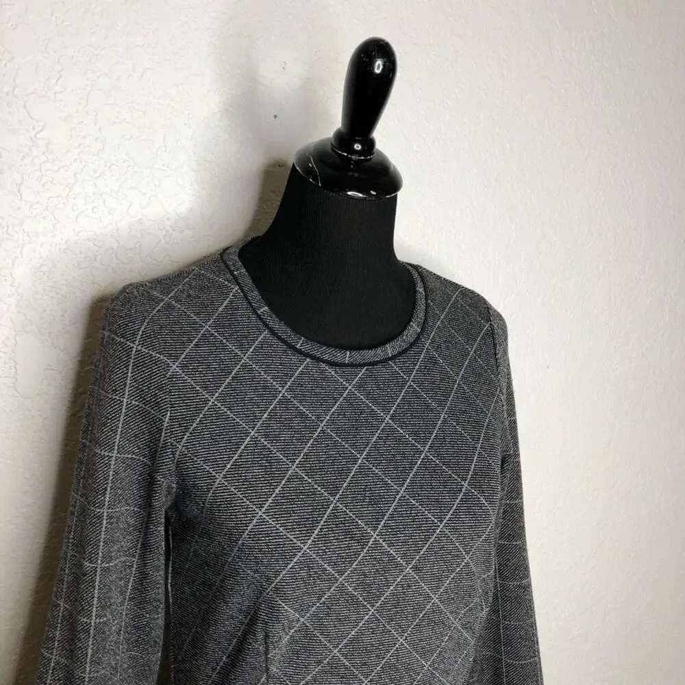 Banana Republic gray black plaid dress size 8 classic office business casual